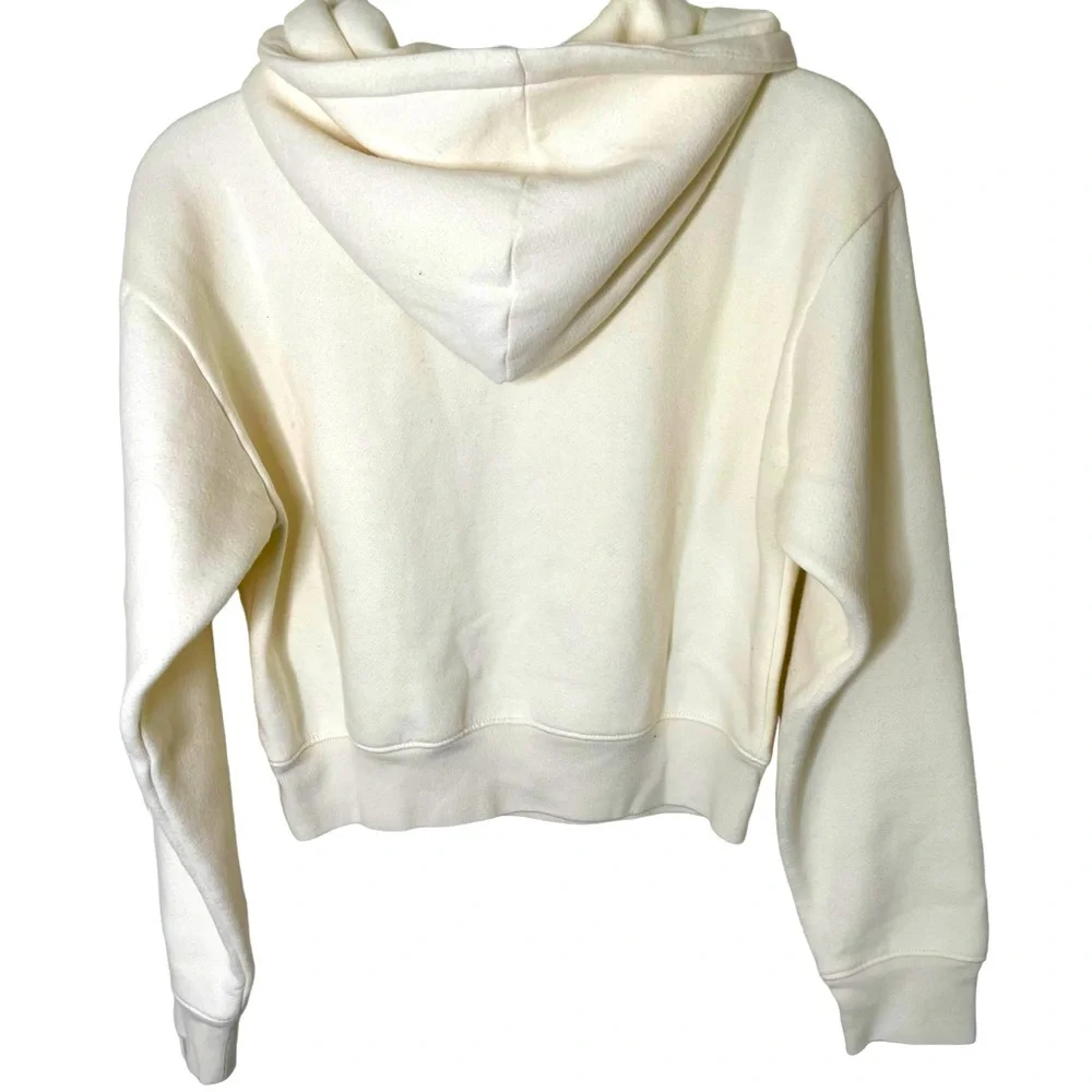 NEW J. Crew Ivory Cream Heritage Fleece Cropped Hoodie Sweatshirt XXS‎ BW072